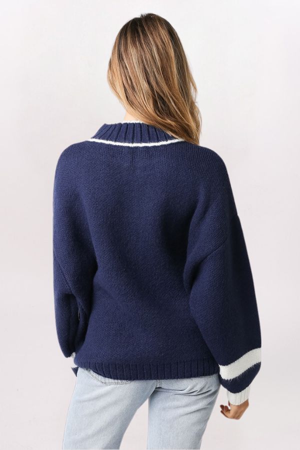 BANDED CUFF QUARTER ZIP SWEATER