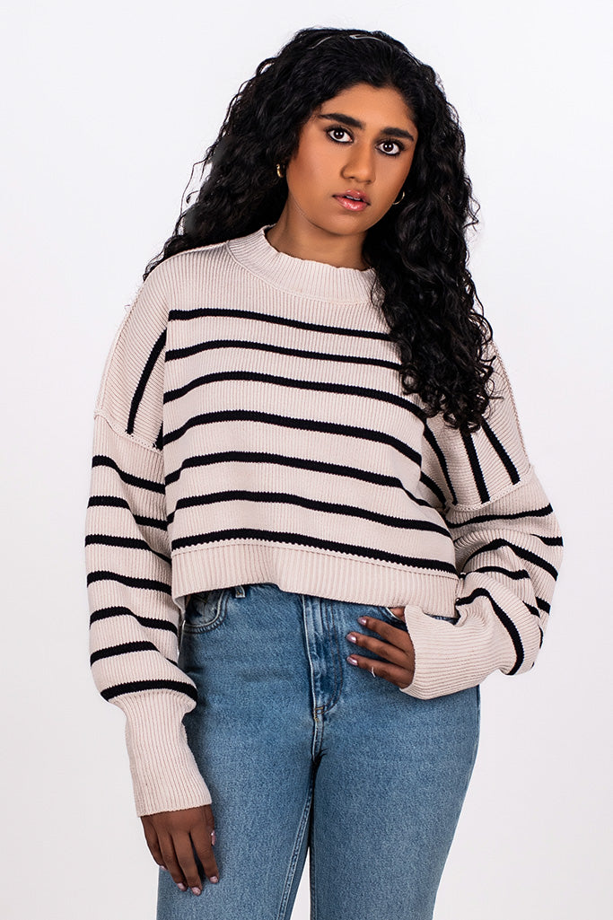 STRIPE EASY STREET CROP SWEATER