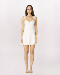 TWIST FRONT TIE BACK DRESS, WHITE
