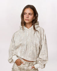 CAMO CROPPED HOODY - IVORY