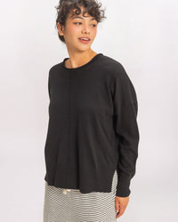 CENTER SEAM SWEATER, BLACK
