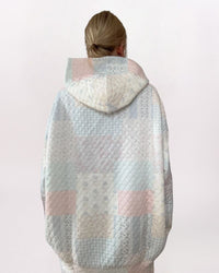QUILTED PATCHWORK HOODY, SHADES OF BLUE