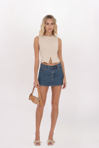 RIBBED BUTTON TOP
