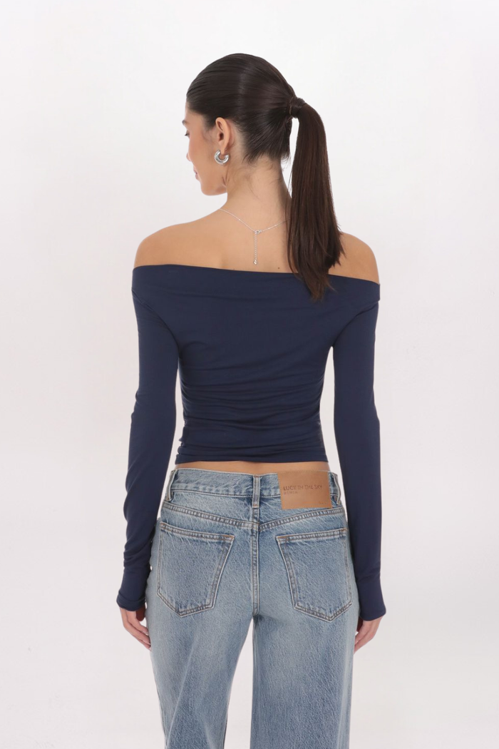 RUCHED OFF SHOULDER TOP