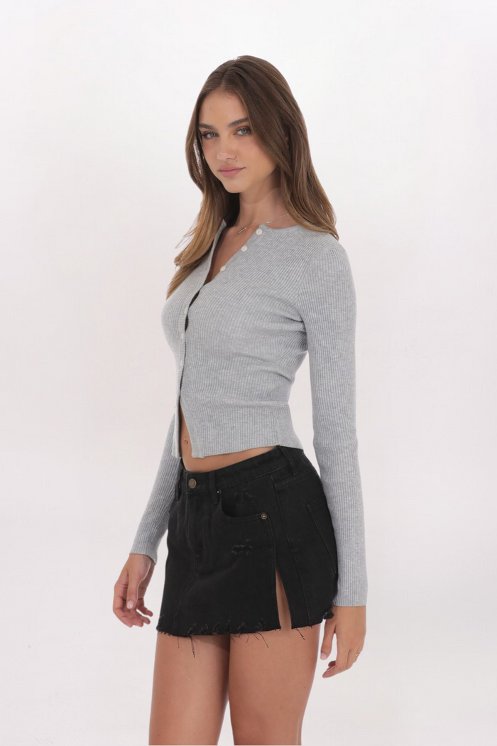 RIBBED CARDIGAN TOP
