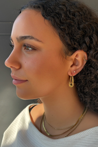 CHAIN & RINGS HOOP - 18K GOLD PLATED STAINLESS STEEL
