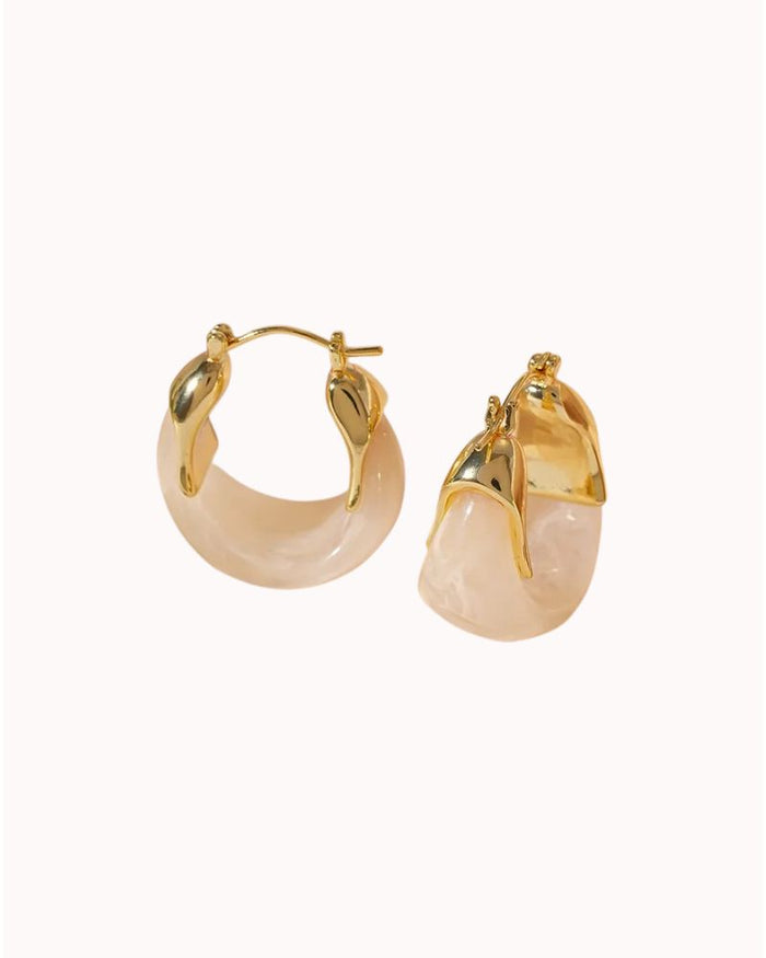 28MM RESIN HOOP - CREAM/GOLD