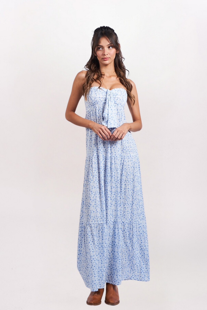 DITSY FLORAL STRAPLESS MAXI DRESS