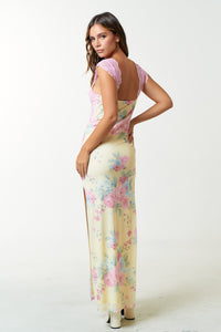 LACE CITRUS FLORAL MAXI DRESS