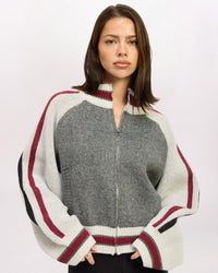 LS STRIPED SLV DTL QZIP SWTR