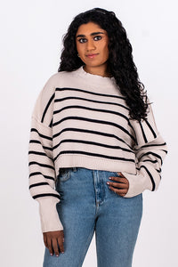 STRIPE EASY STREET CROP SWEATER