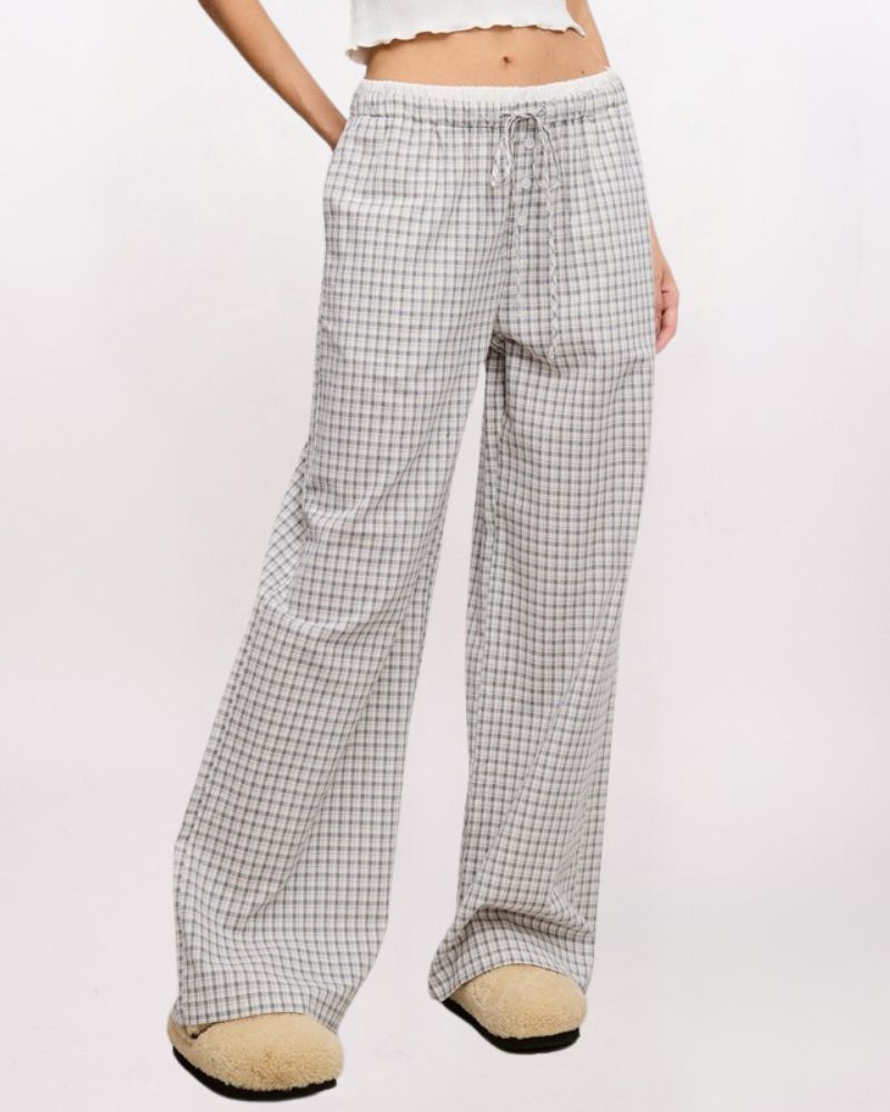 WAIST DETAIL GINGHAM PANT