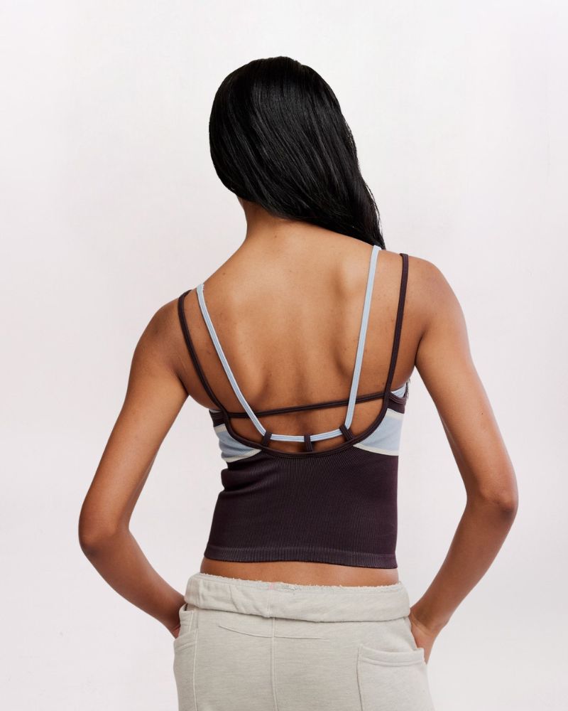 ALL CLEAR COASTLINE STRIPE TANK, CHOCOLATE COMBO