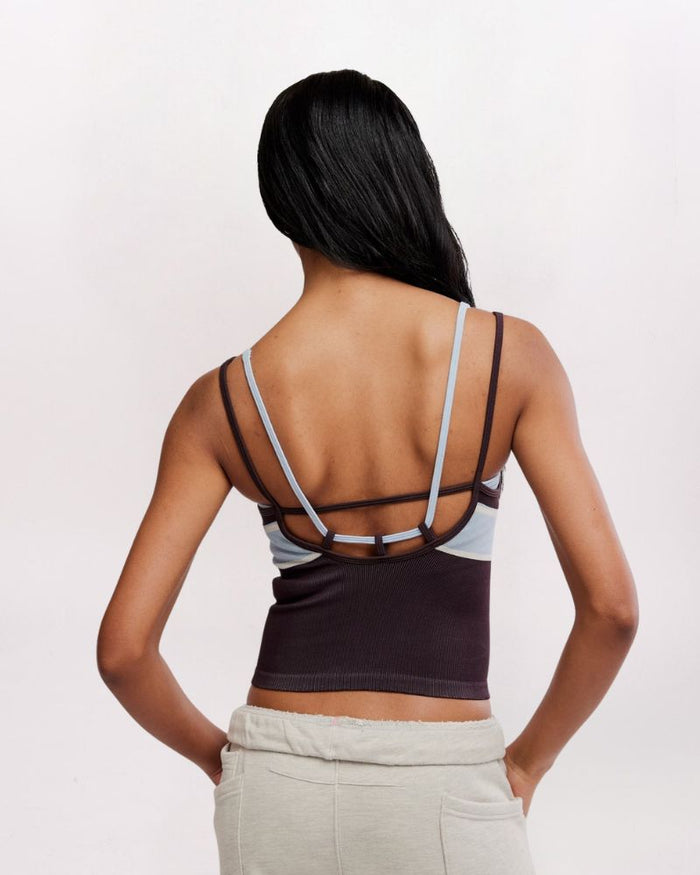 ALL CLEAR COASTLINE STRIPE TANK, CHOCOLATE COMBO