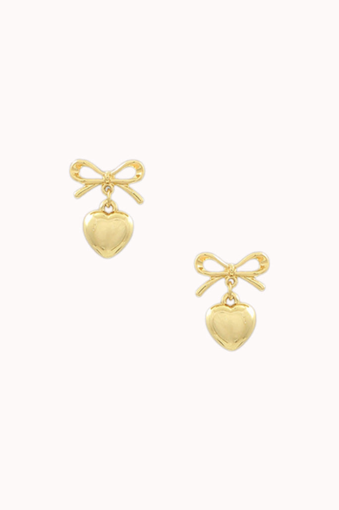 HEART DROP BOW EARRING