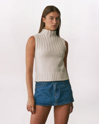 MOCK NECK SWEATER, OATMEAL