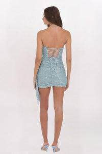 SEQUIN DRAPE DETAIL DRESS