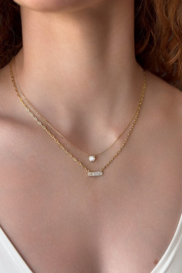 SINGLE CZ BEZEL NECKLACE