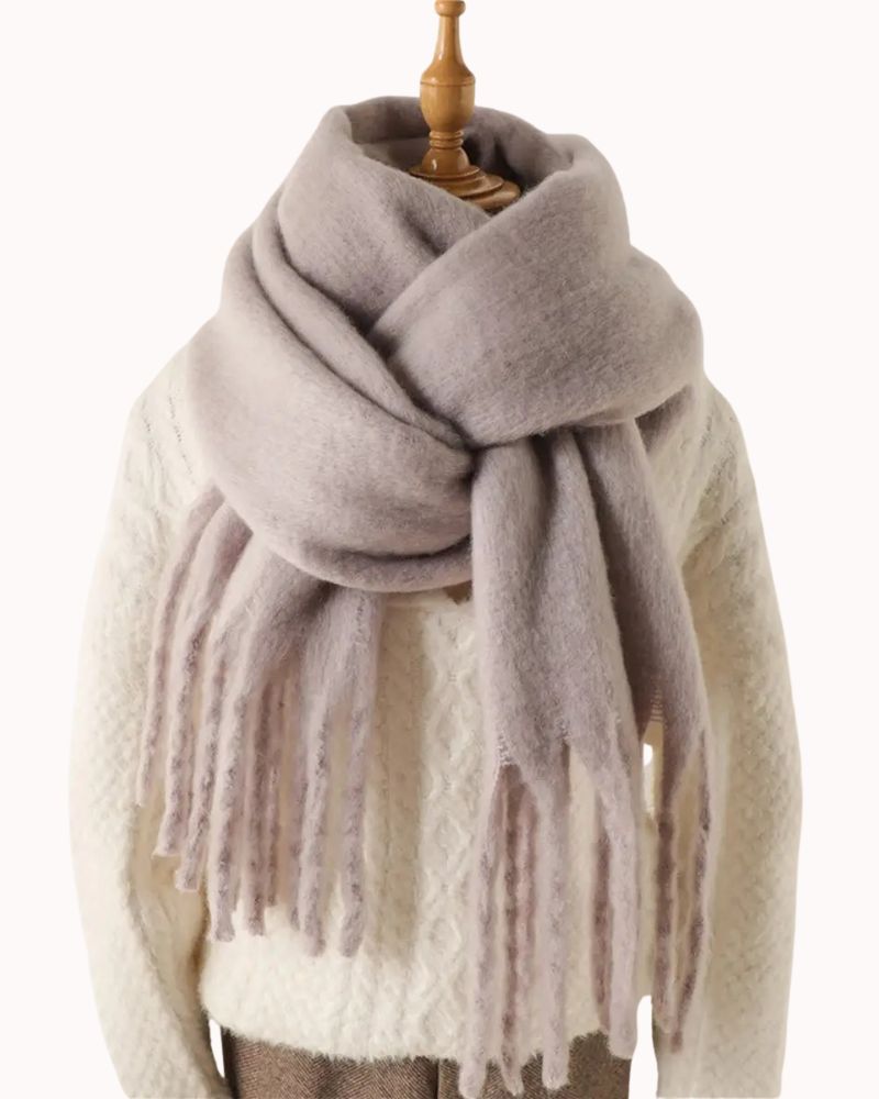 94X15" FAUX MOHAIR SCARF - CAMEL