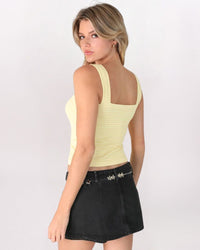 STRIPED SQUARE NECK CROP, PALE BANANA