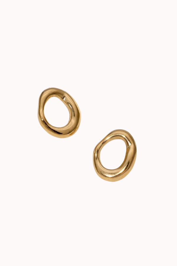 ORGANIC OVAL STUD - 18K GOLD PLATED STAINLESS STEEL