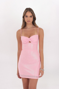 FOIL TWIST BODYCON DRESS