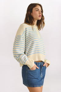 COZY STRIPED HENLEY SWEATER