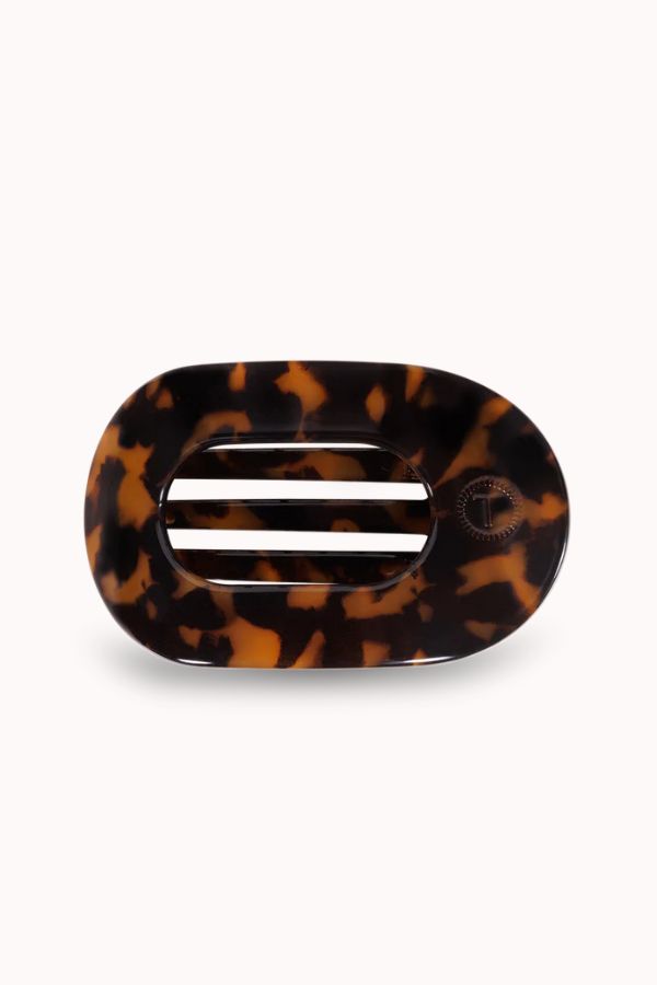 TELETIES - LARGE FLAT ROUND CLIP, TORTOISE