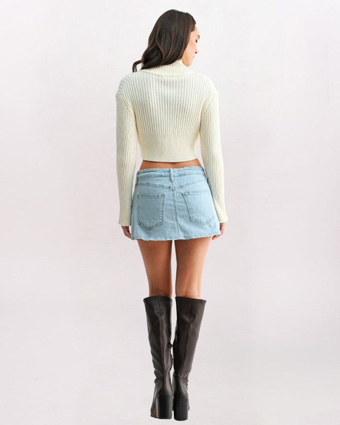 MICRO MINI DENIM SKORT, SUPER LIGHT