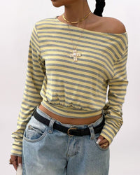 OFF SHOULDER STRIPED TOP, YELLOW
