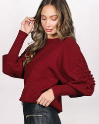 TEXTURED PUFF SLEEVE SWEATER