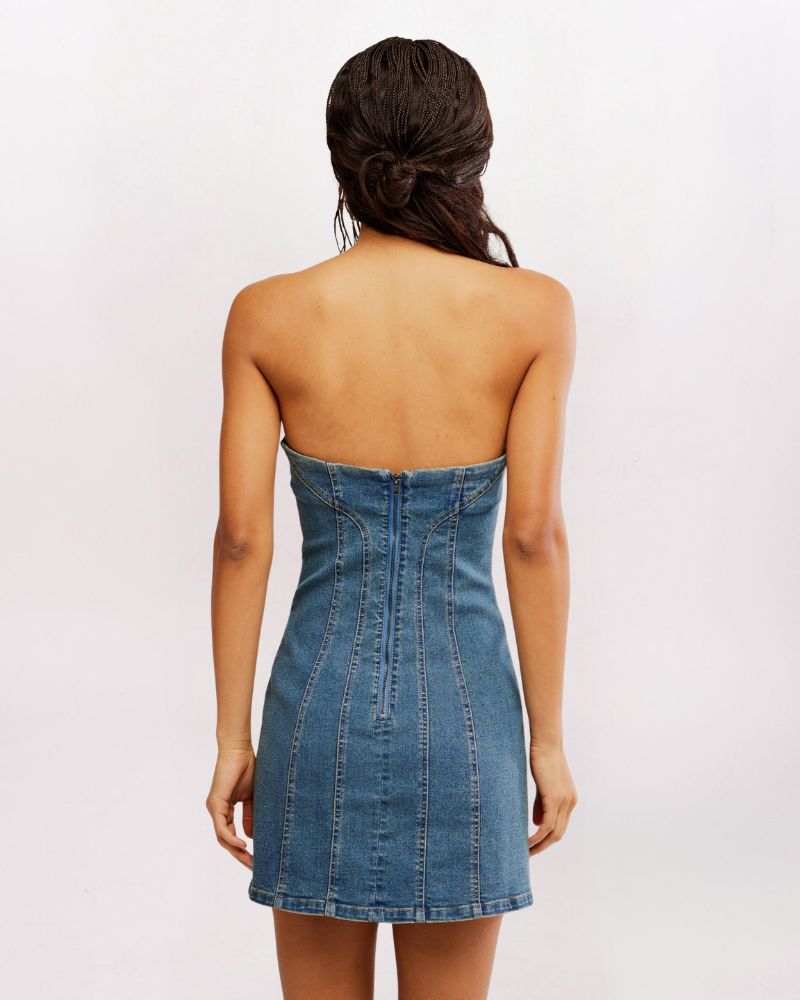 ALEXA MINI DENIM DRESS, STN WSH BLUE