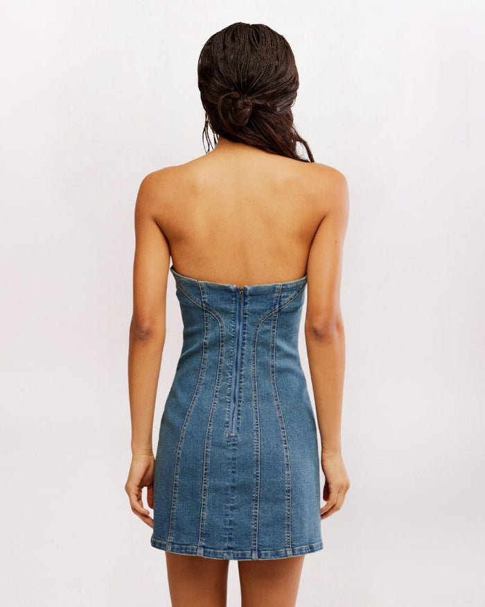 ALEXA MINI DENIM DRESS, STN WSH BLUE