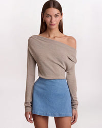 DRAPE DETAIL TOP, MOCHA