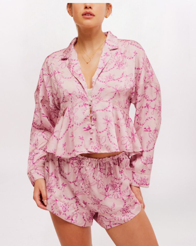 BEAUTY SLEEP PJ TOP/SHORT, BLUSHING COMBO
