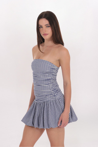 STRAPLESS GINGHAM BUBBLE DRESS