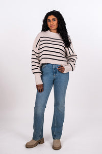 STRIPE EASY STREET CROP SWEATER