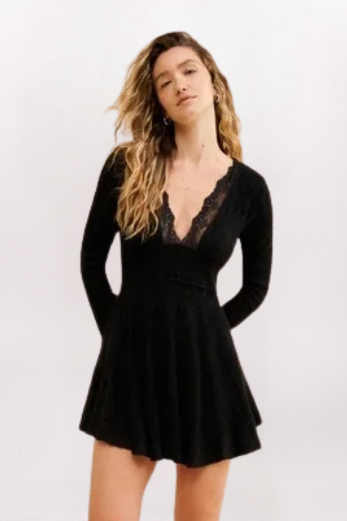 ALL YOURS LACE MINI DRESS - BLACK