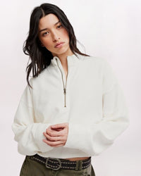 CELESTE QUARTER ZIP SWEATSHIRT, CLEAN IVORY