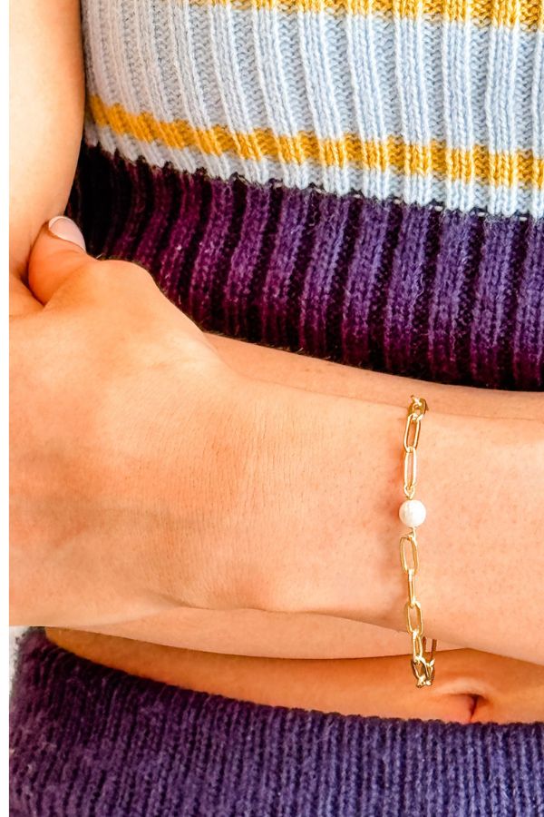 PEARL & PAPERCLIP BRACELET