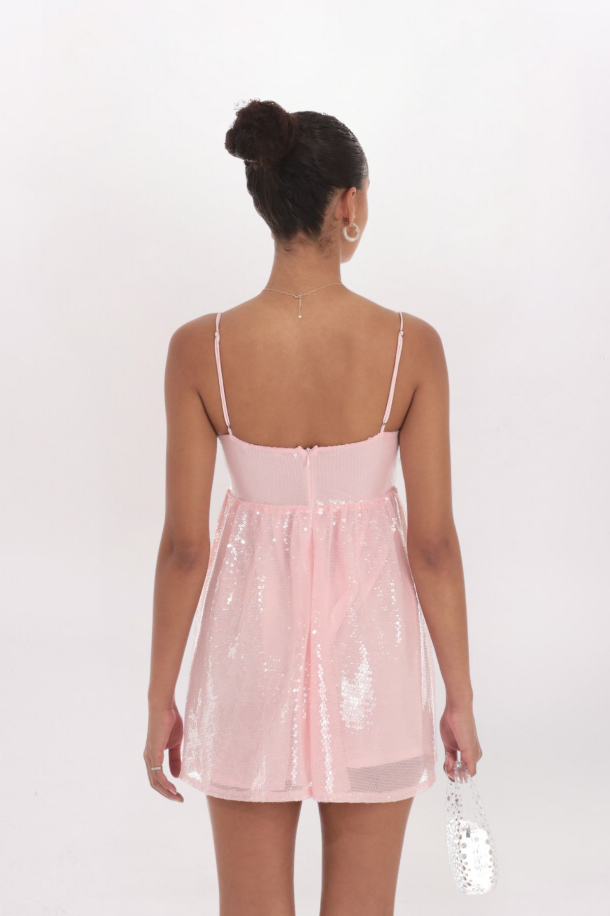 SEQUIN BOW FRONT DRESS