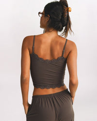 LACE EDGE CAMI, CHOCO