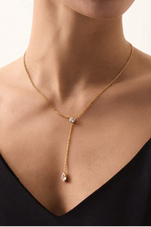 DOUBLE CZ LARIAT NECKLACE