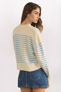 COZY STRIPED HENLEY SWEATER