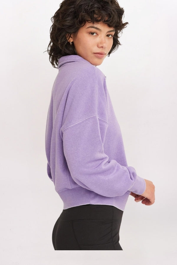 QUARTER ZIP SWEATSHIRT - LAVENDER