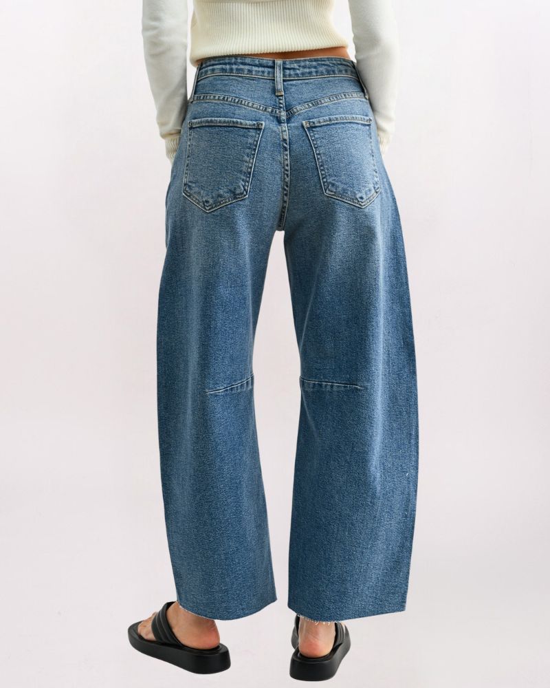 RAW HEM BARREL JEAN, MED DNM