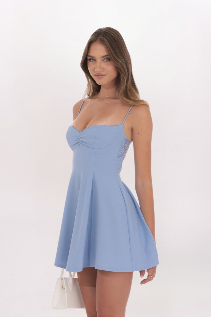LACED BACK A-LINE DRESS
