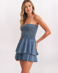 POLKA DOT DENIM ROMPER