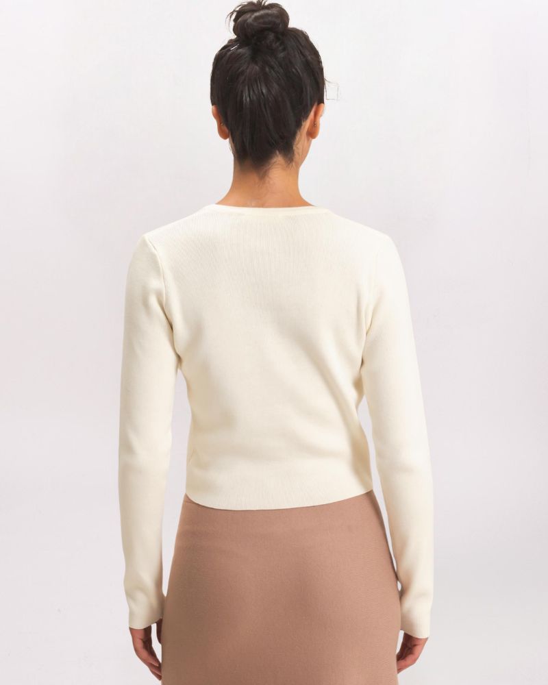 POINTELLE CARDIGAN, CREAM