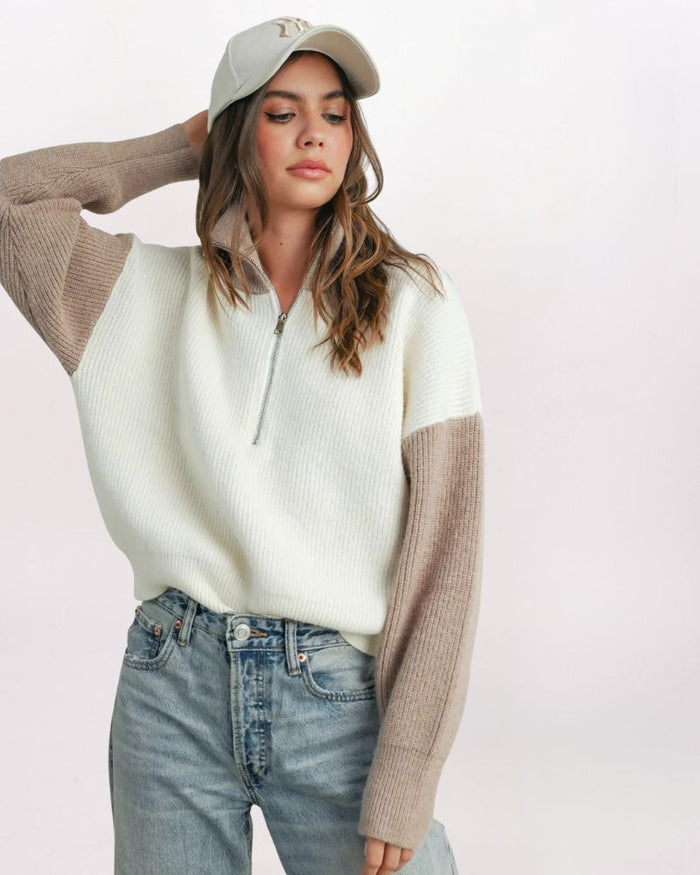COLORBLOCK QUARTER-ZIP SWEATSHIRT